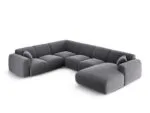 Panorama-Ecksofa Nolio 6-Sitzer linksseitig aus Samt, dunkelgrau