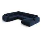 Panorama-Ecksofa Nolio 6-Sitzer linksseitig aus Samt, königsblau