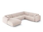 Panorama-Ecksofa Nolio 6-Sitzer rechtsseitig aus Chenille-Stoff, beige