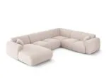 Panorama-Ecksofa Nolio 6-Sitzer rechtsseitig aus Chenille-Stoff, beige