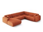 Panorama-Ecksofa Nolio 6-Sitzer rechtsseitig aus Chenille-Stoff, terrakotta
