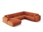 Panorama-Ecksofa Nolio 6-Sitzer rechtsseitig aus Chenille-Stoff, terrakotta