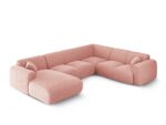 Panorama-Ecksofa Nolio 6-Sitzer rechtsseitig aus Chenille-Stoff, rosa
