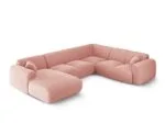 Panorama-Ecksofa Nolio 6-Sitzer rechtsseitig aus Chenille-Stoff, rosa