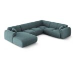 Panorama-Ecksofa Nolio 6-Sitzer rechtsseitig aus Chenille-Stoff, petrol