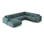 Panorama-Ecksofa Nolio 6-Sitzer rechtsseitig aus Chenille-Stoff, petrol