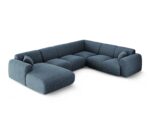 Panorama-Ecksofa Nolio 6-Sitzer rechtsseitig aus Chenille-Stoff, königsblau