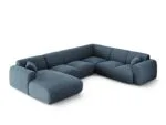 Panorama-Ecksofa Nolio 6-Sitzer rechtsseitig aus Chenille-Stoff, königsblau