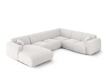Panorama-Ecksofa Nolio 6-Sitzer rechtsseitig aus Chenille-Stoff, hellgrau
