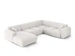 Panorama-Ecksofa Nolio 6-Sitzer rechtsseitig aus Chenille-Stoff, hellgrau