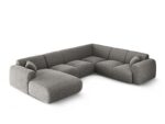 Panorama-Ecksofa Nolio 6-Sitzer rechtsseitig aus Chenille-Stoff, grau