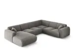 Panorama-Ecksofa Nolio 6-Sitzer rechtsseitig aus Chenille-Stoff, grau