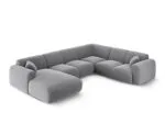 Panorama-Ecksofa Nolio 6-Sitzer rechtsseitig aus Samt, hellgrau