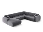Panorama-Ecksofa Nolio 6-Sitzer rechtsseitig aus Samt, dunkelgrau