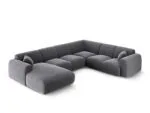 Panorama-Ecksofa Nolio 6-Sitzer rechtsseitig aus Samt, dunkelgrau