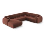 Panorama-Ecksofa Nolio 6-Sitzer rechtsseitig aus Samt, cuoio