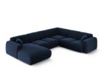 Panorama-Ecksofa Nolio 6-Sitzer rechtsseitig aus Samt, königsblau