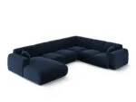 Panorama-Ecksofa Nolio 6-Sitzer rechtsseitig aus Samt, königsblau