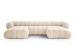 Panorama-Ecksofa Koge 6-Sitzer aus Samt, hellbeige