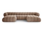 Panorama-Ecksofa Koge 6-Sitzer aus Samt, beige