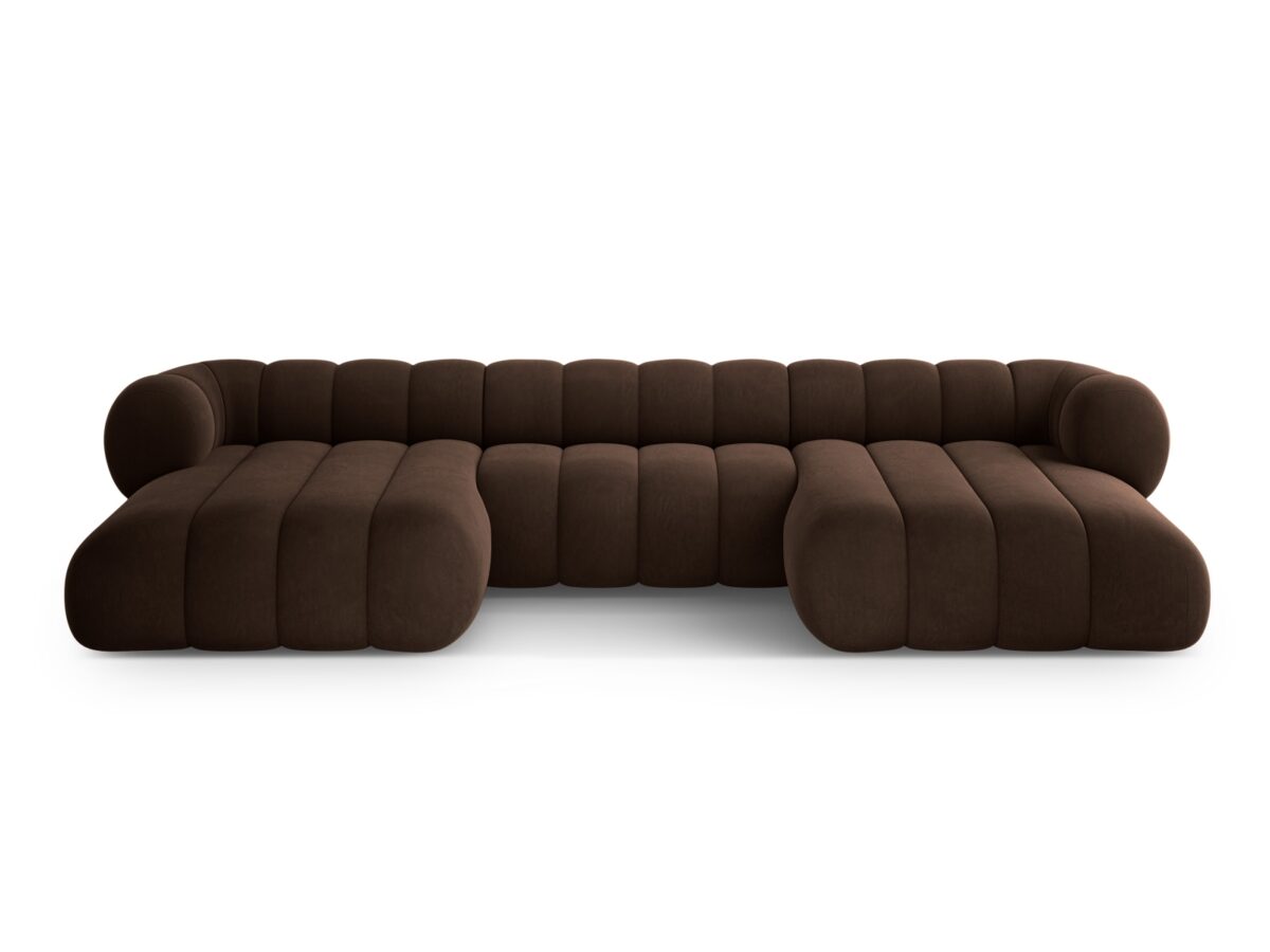 Panorama-Ecksofa Koge 6-Sitzer aus Samt, schokoladig