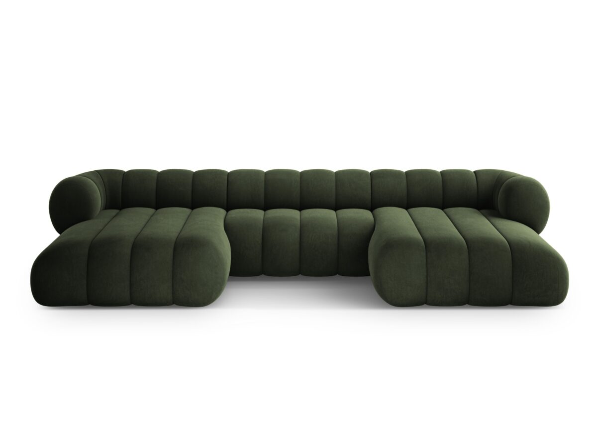 Panorama-Ecksofa Koge 6-Sitzer aus Samt, grün