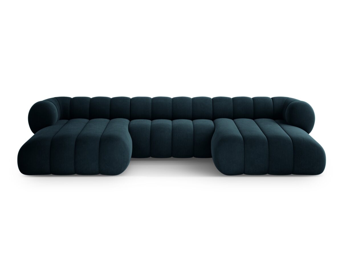 Panorama-Ecksofa Koge 6-Sitzer aus Samt, tiefes Petrol