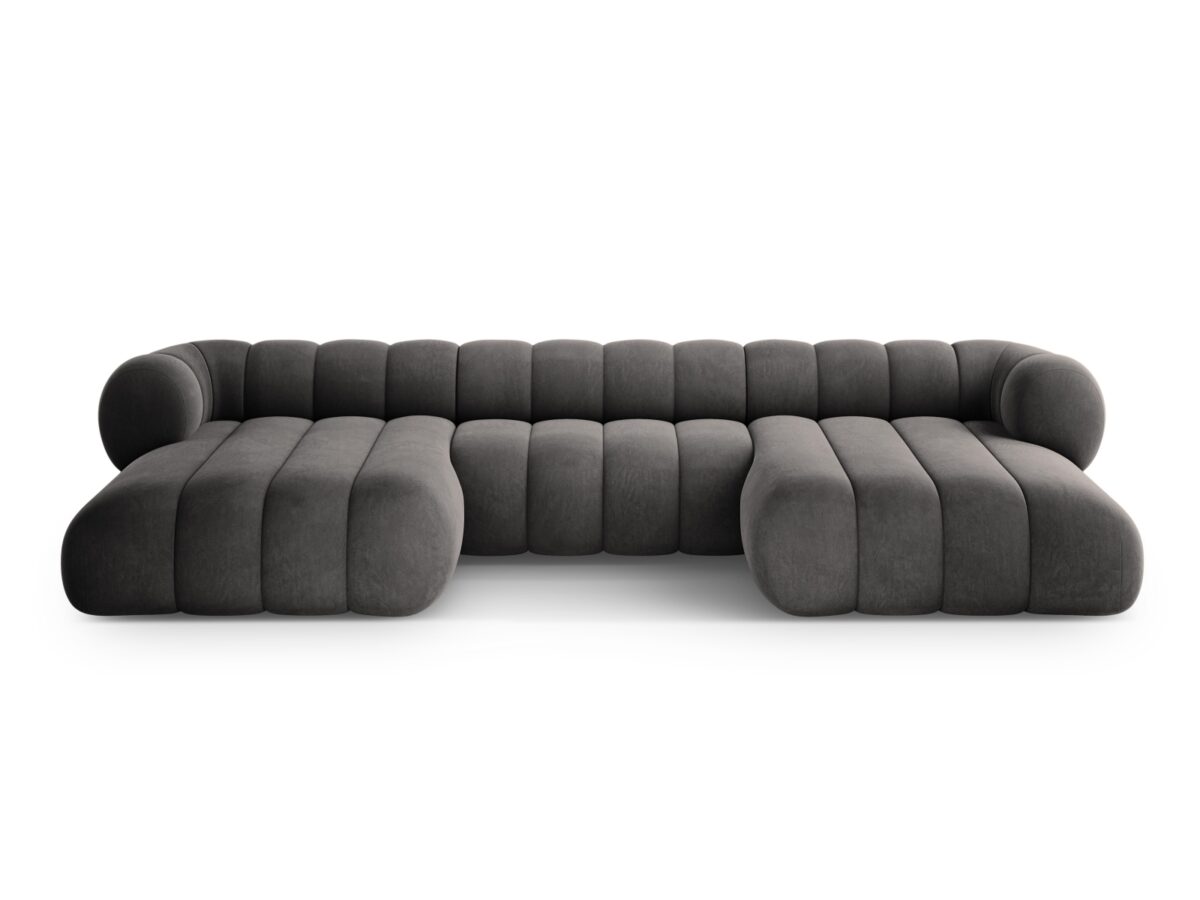 Panorama-Ecksofa Koge 6-Sitzer aus Samt, grau