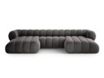 Panorama-Ecksofa Koge 6-Sitzer aus Samt, grau