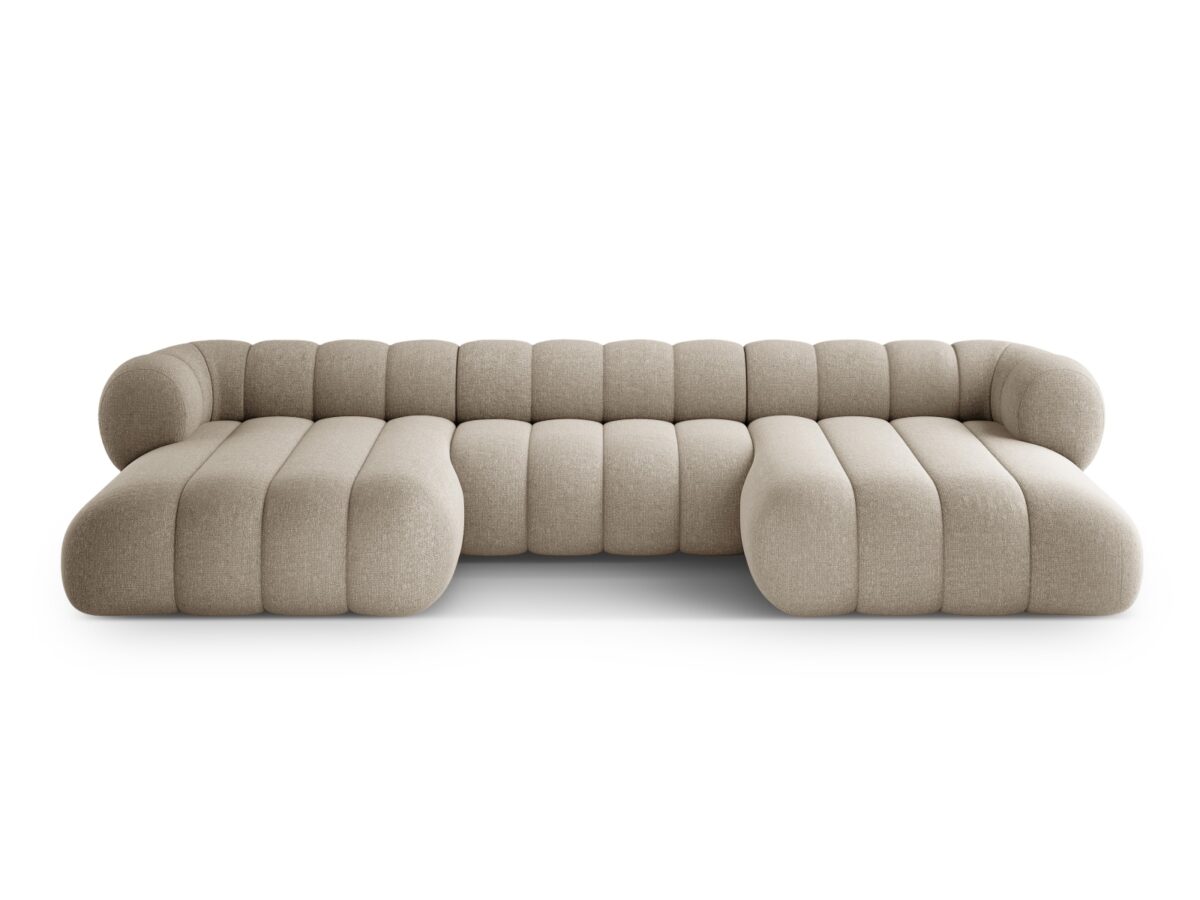 Panorama-Ecksofa Koge 6-Sitzer aus Chenille, beige