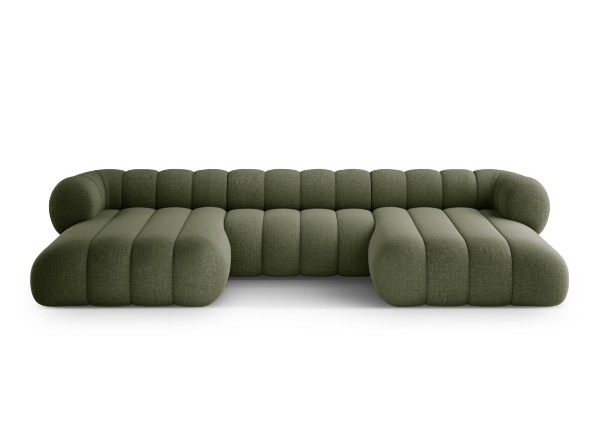 Panorama-Ecksofa Koge 6-Sitzer aus Chenille, grün