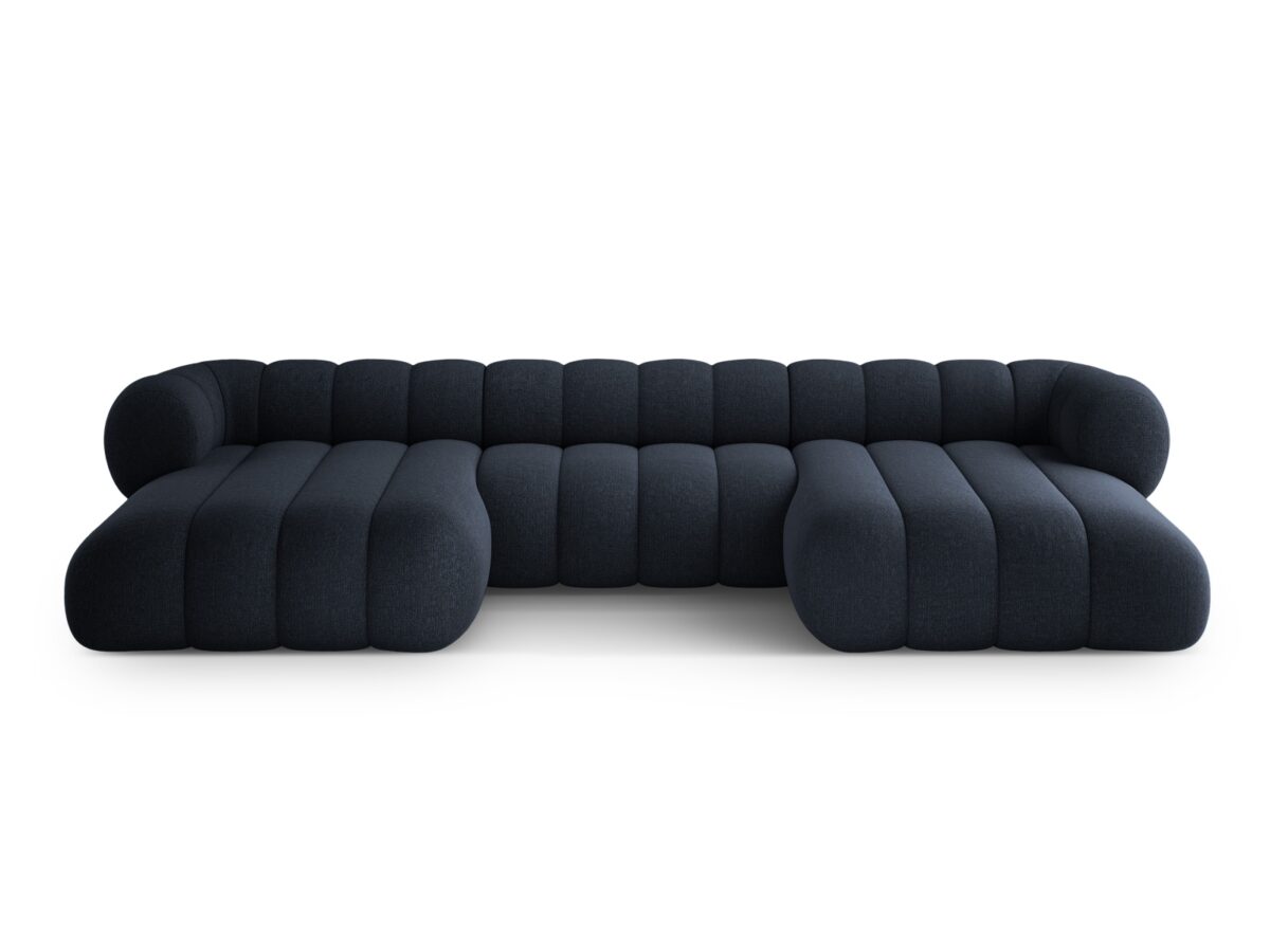 Panorama-Ecksofa Koge 6-Sitzer aus Chenille, marineblau