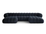 Panorama-Ecksofa Koge 6-Sitzer aus Chenille, marineblau