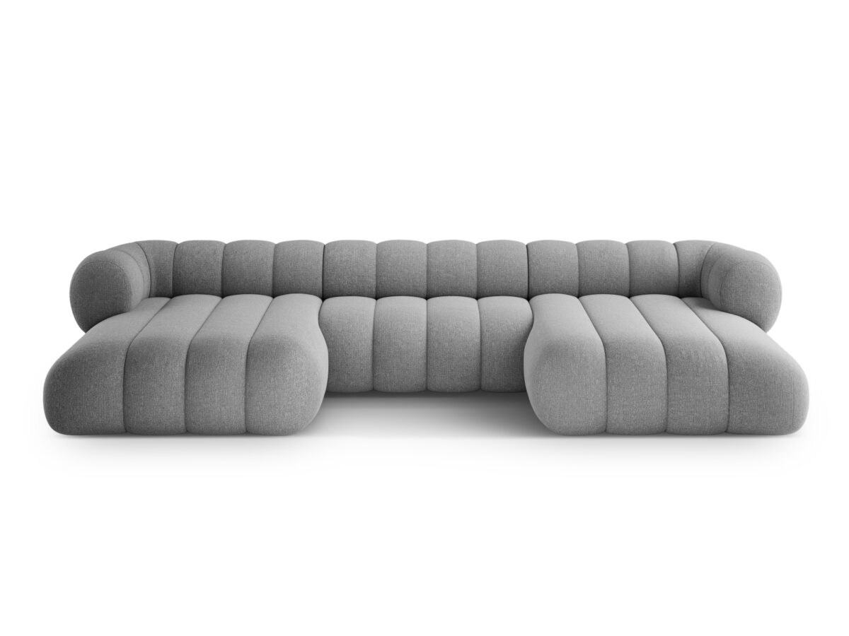 Panorama-Ecksofa Koge 6-Sitzer aus Chenille, hellgrau