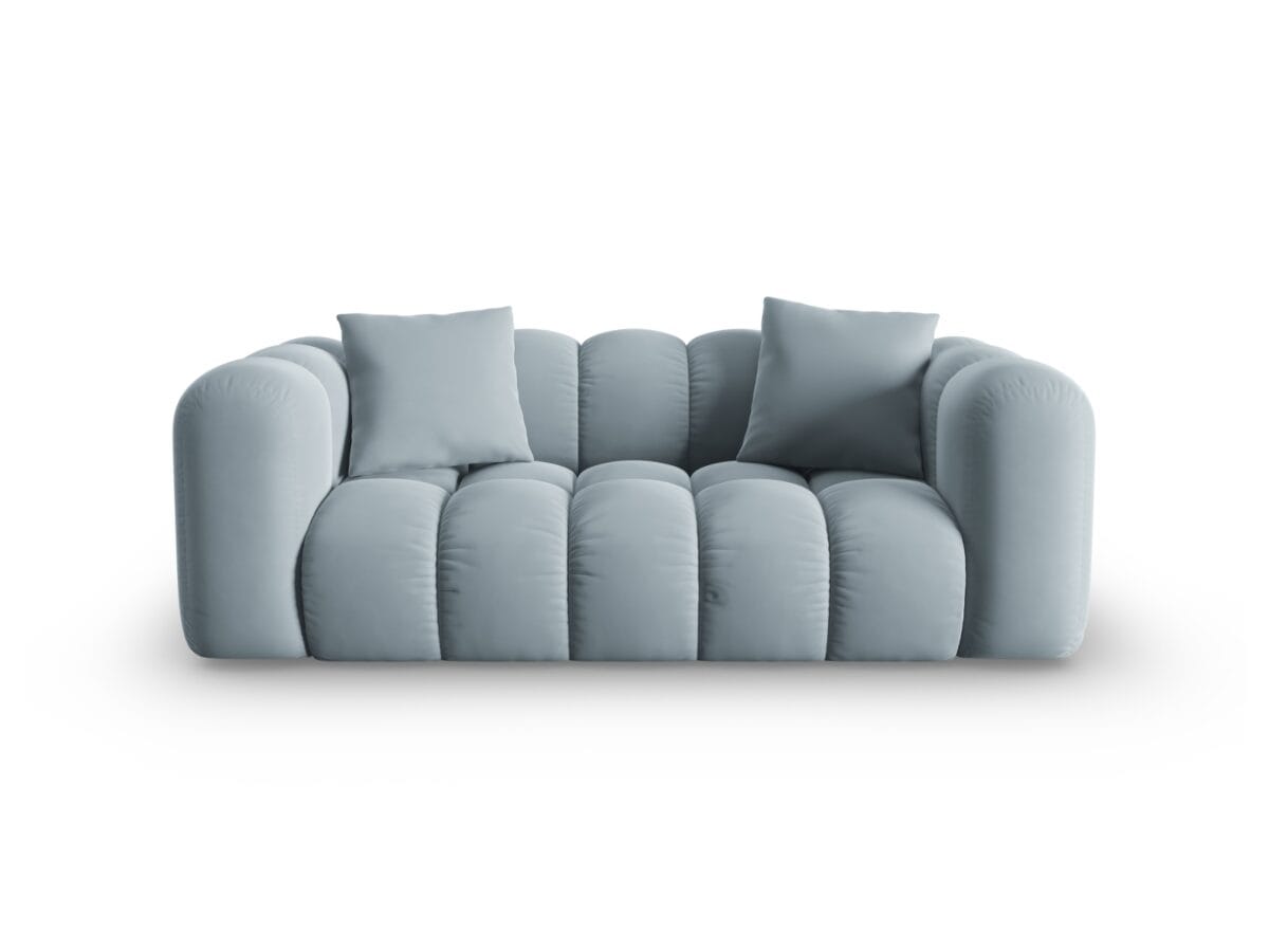 Sofa Halley 2-Sitzer aus Samt, hellblau, Windsor & Co