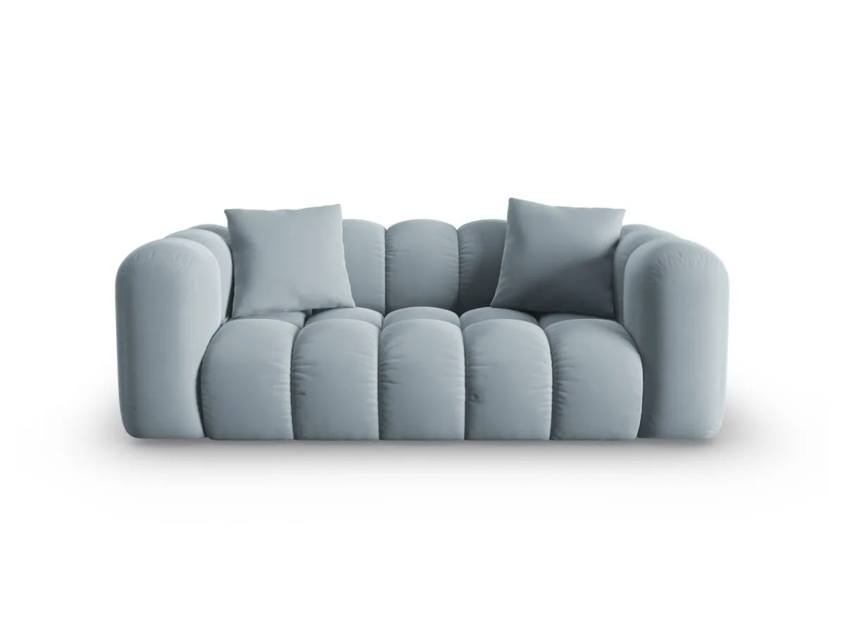 Sofa Halley 2-Sitzer aus Samt, hellblau, Windsor & Co