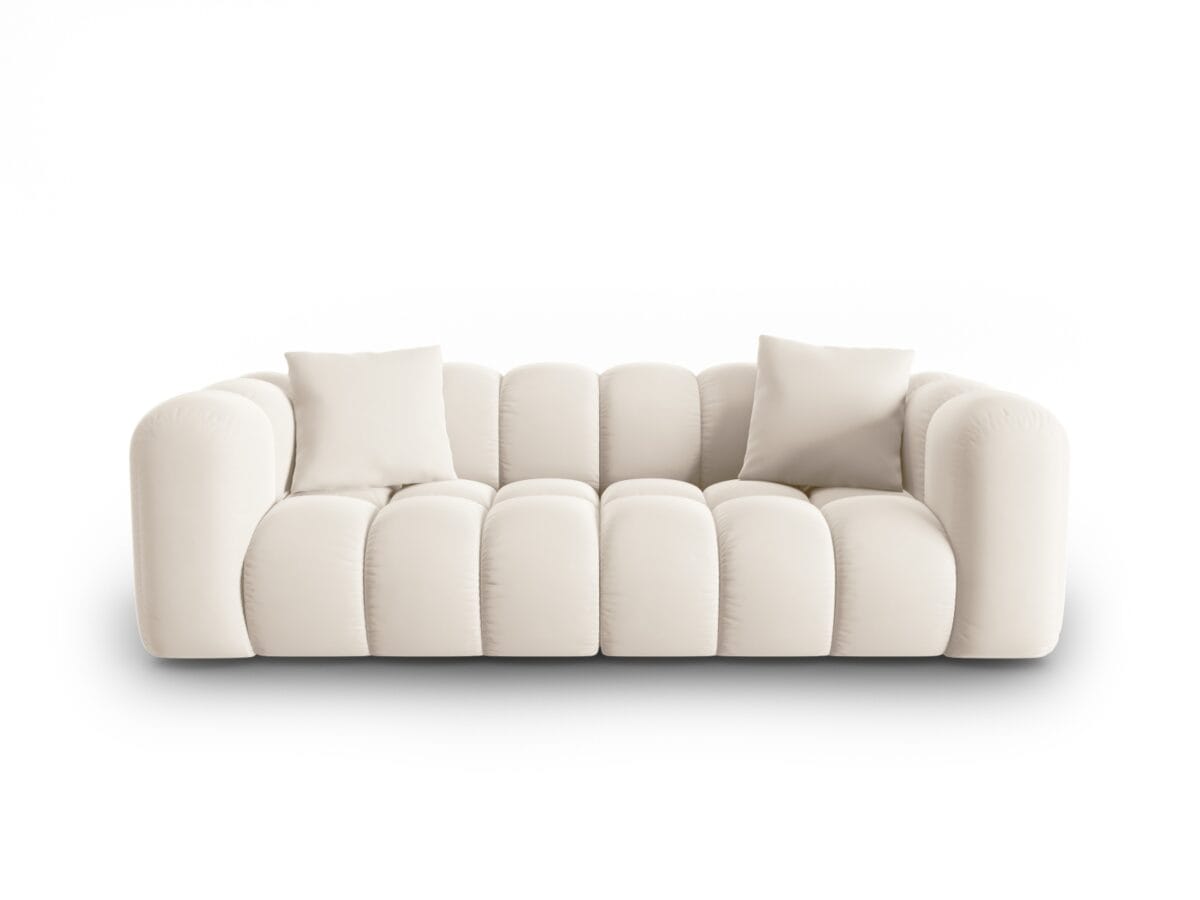 Sofa Halley 3-Sitzer aus Samt, hellbeige, Windsor & Co