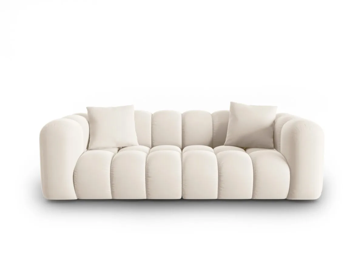Sofa Halley 3-Sitzer aus Samt, hellbeige, Windsor & Co