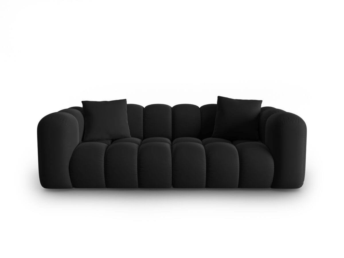 Sofa Halley 3-Sitzer aus Samt, schwarz, Windsor & Co