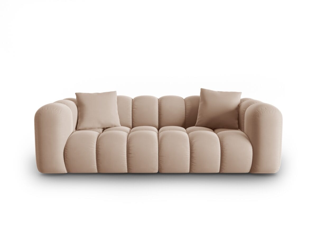 Sofa Halley 3-Sitzer aus Samt, beige, Windsor & Co
