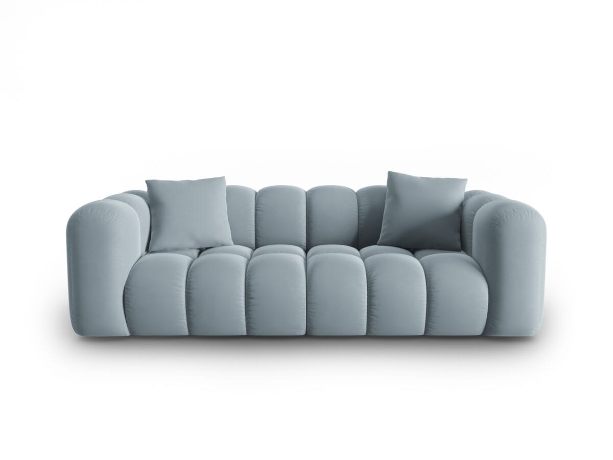 Sofa Halley 3-Sitzer aus Samt, hellblau, Windsor & Co