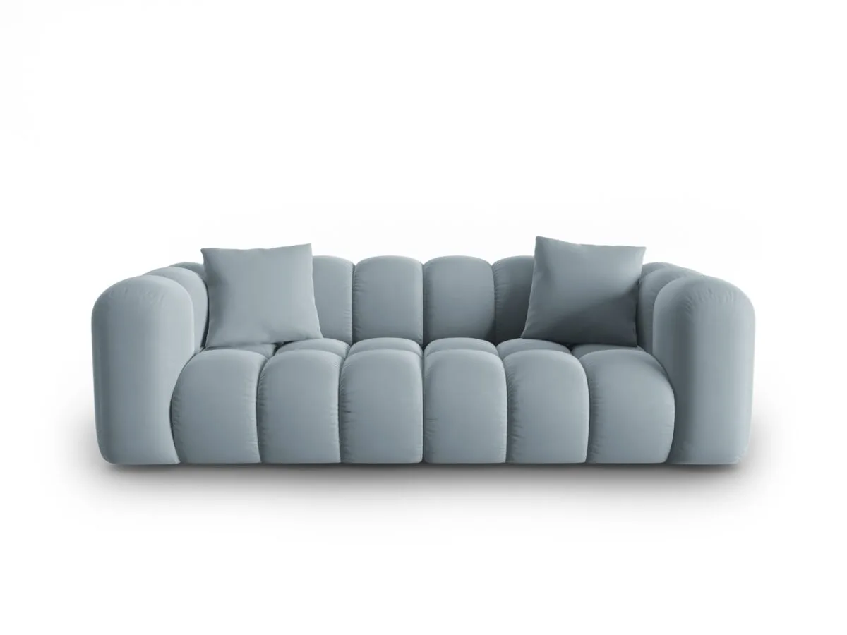 Sofa Halley 3-Sitzer aus Samt, hellblau, Windsor & Co