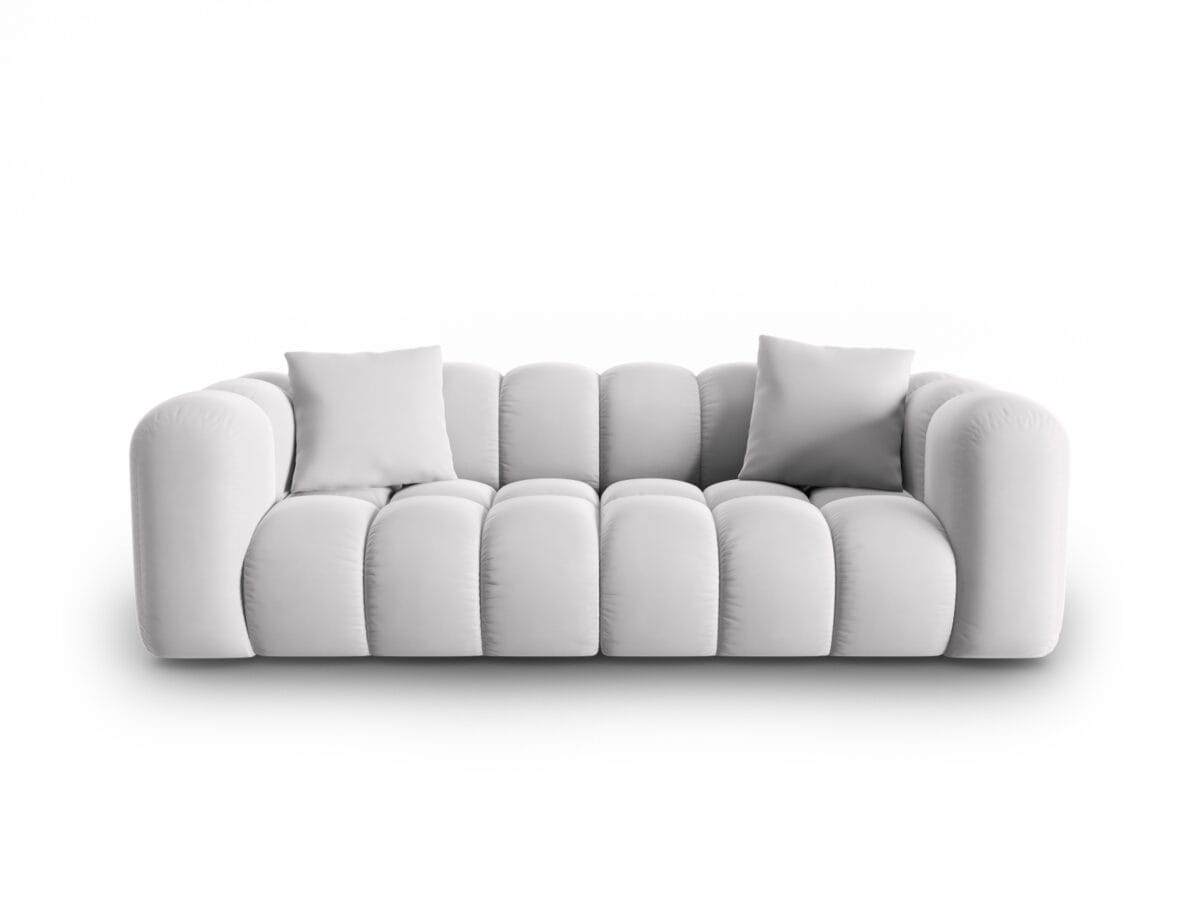 Sofa Halley 3-Sitzer aus Samt, silber, Windsor & Co