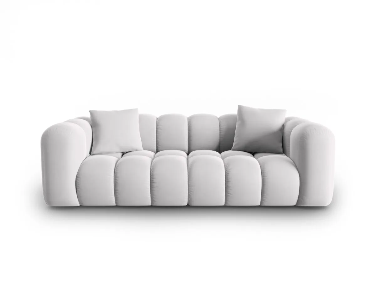 Sofa Halley 3-Sitzer aus Samt, silber, Windsor & Co