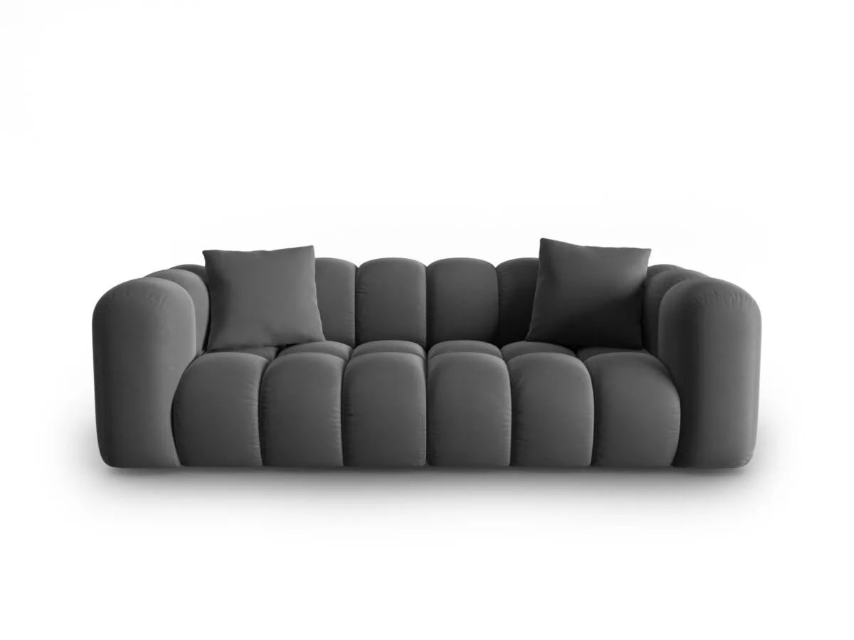 Sofa Halley 3-Sitzer aus Samt, grau, Windsor & Co
