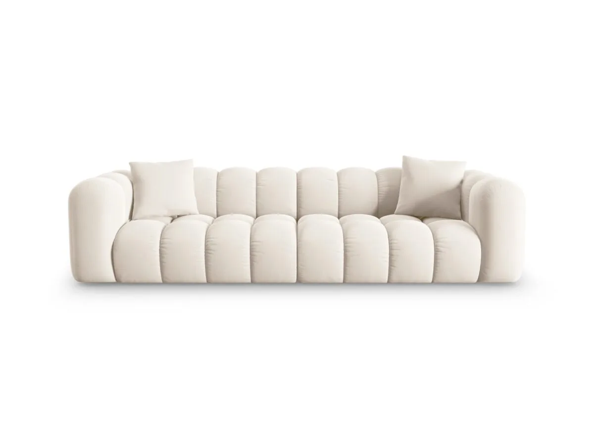 Sofa Halley 4-Sitzer aus Samt, hellbeige, Windsor & Co