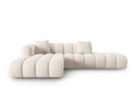 Ecksofa Halley 5-Sitzer linksseitig aus Samt, hellbeige