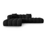 Ecksofa Halley 5-Sitzer linksseitig aus Samt, schwarz