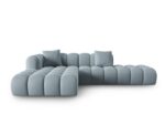 Ecksofa Halley 5-Sitzer linksseitig aus Samt, hellblau