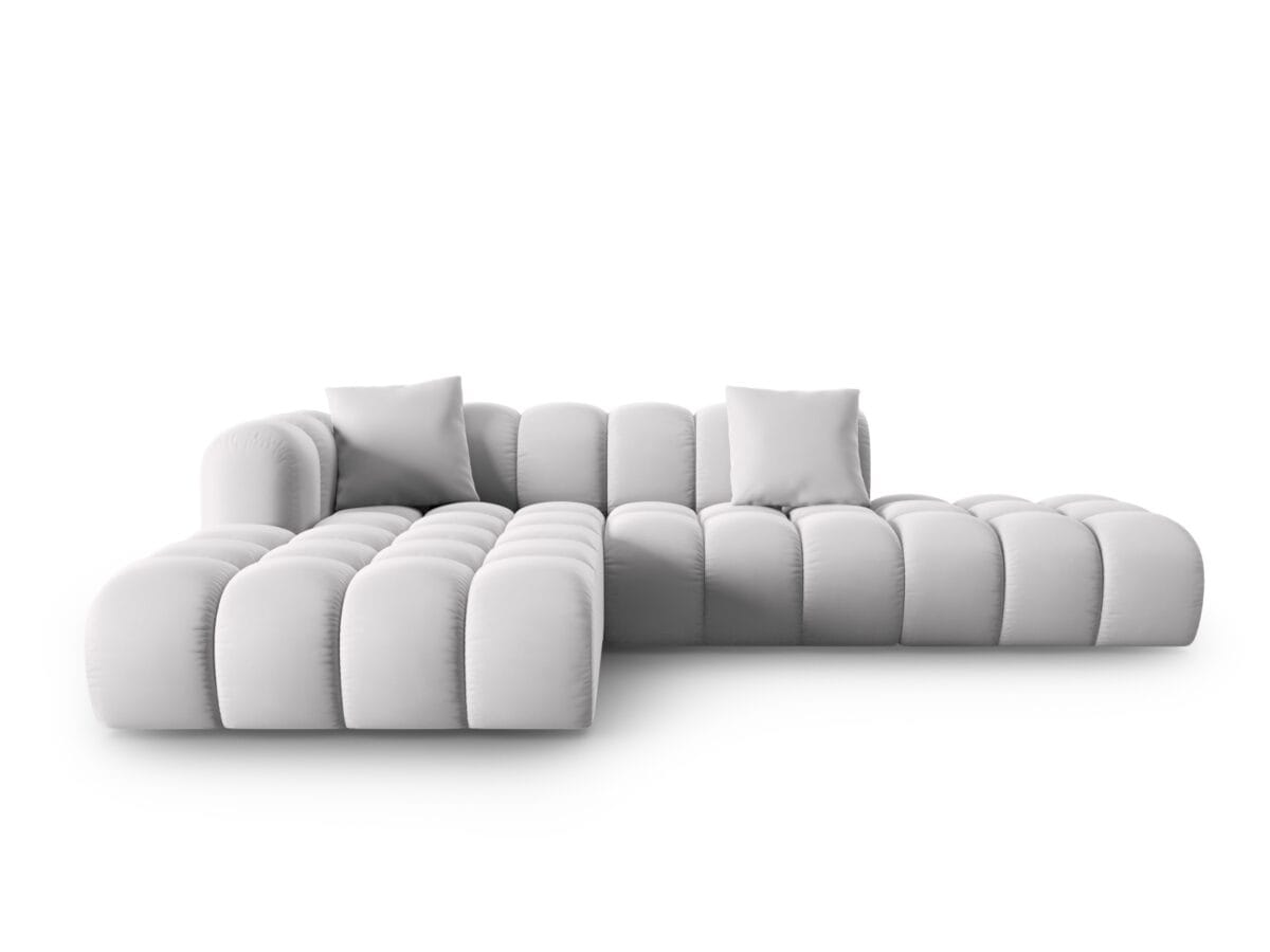 Ecksofa Halley 5-Sitzer linksseitig aus Samt, silber
